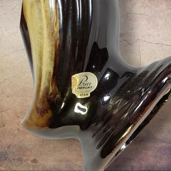 Vintage Japan Redware Pottery Swan Figurines Set 2 Brown Drip Glaze Mid Century - Picture 6 of 12